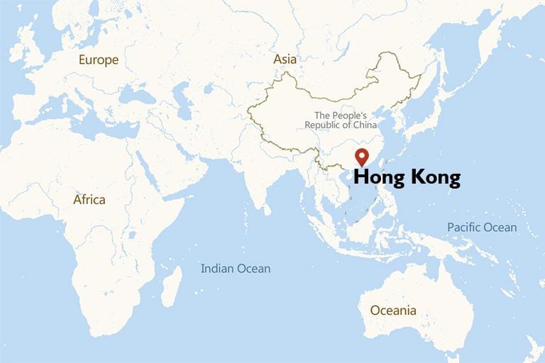 香港在世界地图上的位置