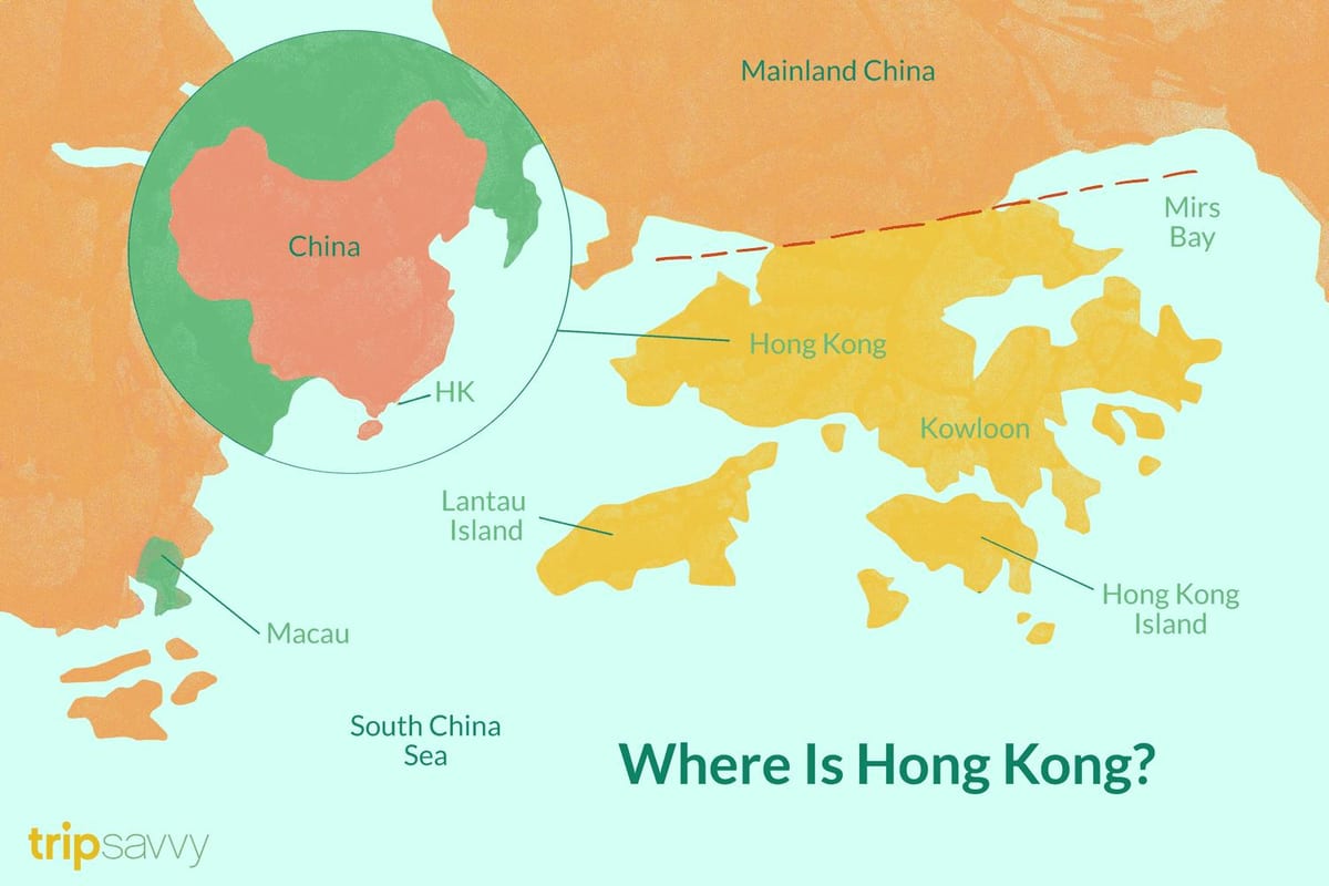 香港在中国地图上