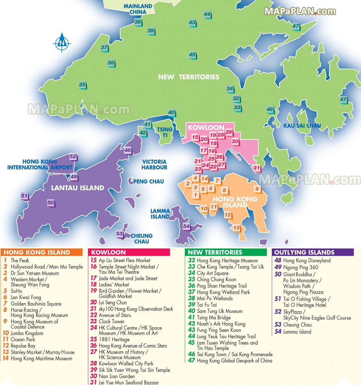香港旅游景点导游地图